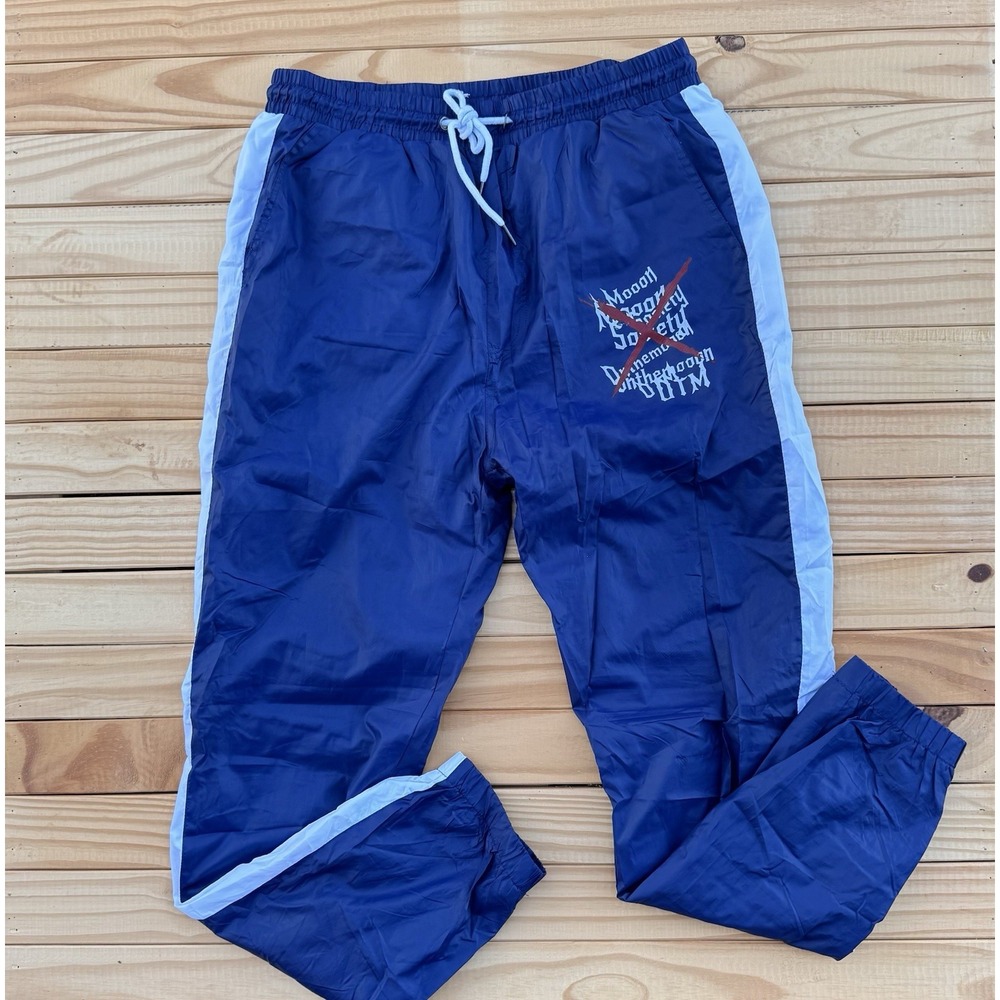 Bleecker & Mercer  Men Track Windbreak Pants‎ Size XLarge Navy & White